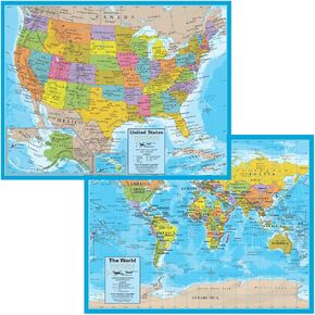 Waypoint Geographic 2-in-1 United States and World Notebook Map, Interactive Notebook Maps for Learning Geography and Social Studies, Engaging Learning Resources for Kids, 8.5" x 11"