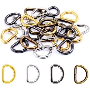 Rustark 120Pcs Assorted Strong Metal Webbing Set 4 Colors Multi-Purpose Keychains D Ring Handbag Strap Loop Clasp D Buckles