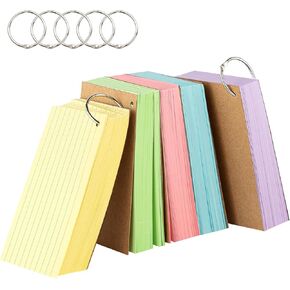 500PCS 3x5 Colored Index Cards with Ring Ruled-Goefun Lined Note Cards 3 x 5 Color Flash Cards with Ring for Studying, Note Taking, To Do List