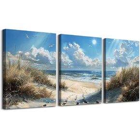 TTHYUEWS Abstract Wall Art For Living Room Canvas Wall Decor For Bedroom Office Decorations Minimalist Art Wall Pictures Blue Abstract Ink Wall Paintings Posters Modern Home Decor Artwork 3 Pieces