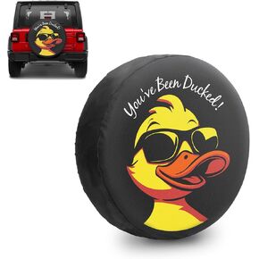 Waterproof PU Leather Spare Tire Cover，17" Duck Tire Cover with a Diameter of 31.49" -32.67 ".Suitable for JL,JK,Trailers, RV, SUVs, and Trucks.(Yellow)