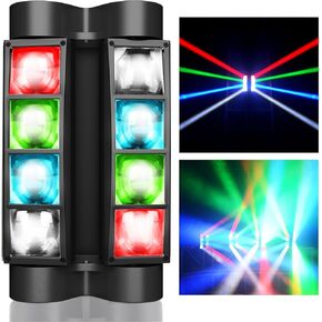 BETOPPER Moving Head DJ Light, Stage Lights for Parties, RGBW 8x10W LED Spider Beam Light, Sound Activated & DMX Concert Light for Carnival Party, Wedding Event, Club, Disco DJ Stage Lighting(2 Packs)