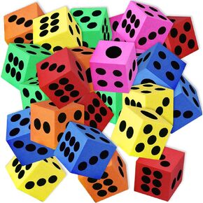 Foam Dice for Kids, Bulk Set of 48, 1.5 Inch Large Foam Dice Set in Assorted Colors, Great as Foam Dice for Classroom, Casino Party Decorations, and Colored Dice for Board Games