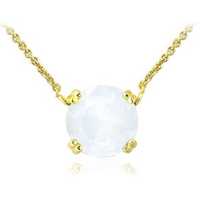 SEA OF ICE 925 Sterling Silver 10mm/0.39" Round Cut Solitaire Gemstone Pendant Necklace for Women, 18 inch