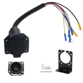 ANTO 7 Wire to 7 Way RV Trailer Light Custom Plug Wire Harness Electrical Quick Converter Adapter with Mounting Bracket