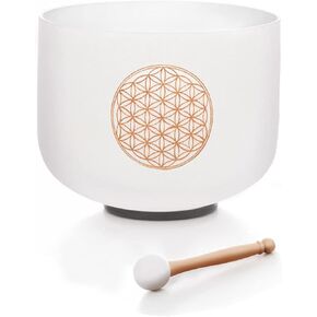 Hye-eun 528HZ 8 Inch C Note Flower of Life Crystal Singing Bowl Sound Healing Meditation Crystal Bowl Sound Bath Bowl Sound Bath Singing Bowl