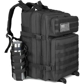 ROGJUK 45L Military Tactical Backpack For Men Highland Assault Large Army Pack 3 Day Molle Bug Out Bag With Water Cup Bag Outdoor Camping Hiking Daypack Black Rucksack in Kuwait