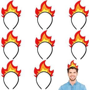 8 Pcs Halloween Flame Headband Red Flame Headpiece Felt Flame Accessories for Cosplay Party Photo Props Suitable for Men and Women
