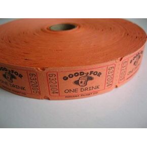2000 Orange Good For One Drink Single Roll Consecutively Numbered Raffle Tickets