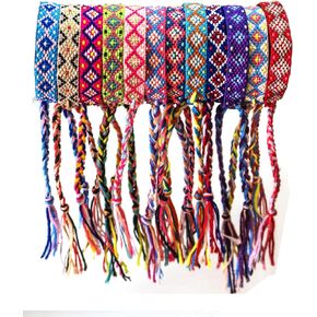 Tangser Woven Friendship Bracelets, Braided Bracelets String, Adjustable Nepal Bracelet，Mexico Wave Anklet for Best Friends Kids Women Girls Kids Men, Assorted Colorful（12PCS）