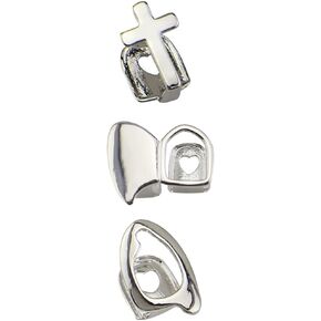 3Pcs 18K Gold Plated Teeth Grillz Caps Vampire Fangs Single Tooth Top or Bottom Grills for Your Teeth Grillz Set Men Women Hip Hop Jewelry Gift