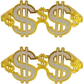 2Pcs Gold Dollar Sign Glasses Party Funny Eyeglasses for Christmas Birthday Photo Props Party Favor
