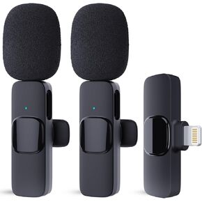 HITROLINK Wireless Lavalier Microphone for iPhone Android Camera with Furry Windproof Covers, Dual Lavalier Microphone for Interviews, Live Streaming, YouTube, TikTok, Plug-Play, 3-in-1 Receiver