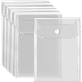Vmiapxo 20 Pack Stamp and Die Storage Pockets, Reusable Small Plastic Envelopes Waterproof Sticker Organizer Receipt Holder Photo Storage Folders (5" x 7")