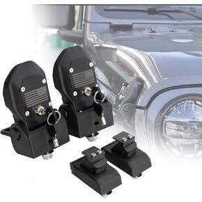Locking Hood Latches with Keys for 2018-2024 Jeep Wrangler JL/Gladiator JT Hood Latch Cover Catch Buckle Lock Kit with USA Flag