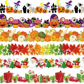72 Pieces Christmas Bulletin Board Borders Holiday Bulletin Board Trim Christmas Winter Trim Rainbow Blackboard Border Sticker School Decoration Borders, 6 Styles(Elegant Style)
