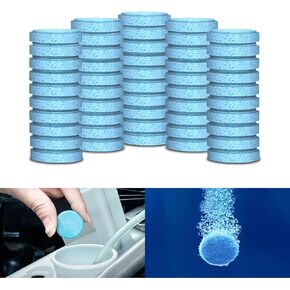 50 Tablets Car Windshield Washer Fluid Concentrate Tablets, Windshield Wiper Fluid, 1 Piece Makes 1.05 Gallons, Windshield Washer Fluid for Glass Stains Removal, Clear Vision
