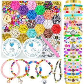 MontoSun Polymer Clay Beads Fruit Flower Beads Charms 24 Styles Fun Cute Preppy Beads for Jewelry Making Kit Indie Aesthetic Beads Bracelet Making Kit Accessories DIY Creative Gift for Girls Women