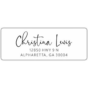 White Return Address Labels - Custom Printed Personalized Stickers, Signature Style Font, 250 Adhesive Peel and Stick Labels