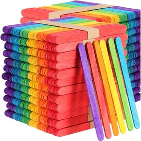KOHAND 1500 Pcs Colored Popsicle Stick, 5 Inch Rainbow Wooden Craft Sticks, 6 Colors Bulk Ice Cream Popsicle Sticks for DIY Craft Creative Designs