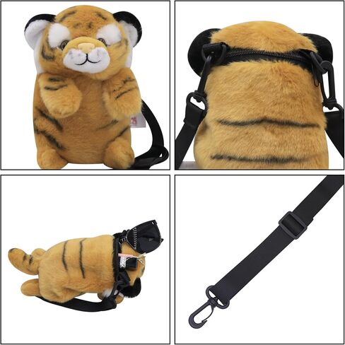 Plush Tiger Panda Crossbody Purse for Women Girls Small Fluffy Animal Shoulder Plush Tiger Panda Doll Cute Purse in Saudi Arabia