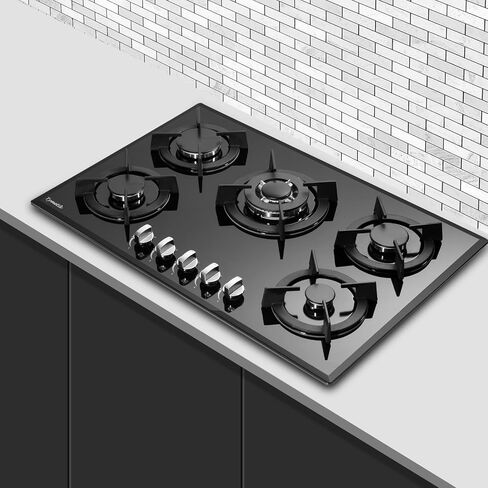 Gas Cooktop 30 Inch, 5 High Efficiency Burners Gas Stovetop Stainless Steel Built-in Gas Stove Top Propane/Natural Gas Convertible Gas Hob in Saudi Arabia