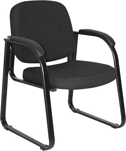 Alera ALERL43C11 25 بوصة × 24.80 بوصة × 33.66 بوصة كرسي ضيوف بقاعدة مزلجة من القماش بنصف خلفي من سلسلة جينارو - أسود in Saudi Arabia