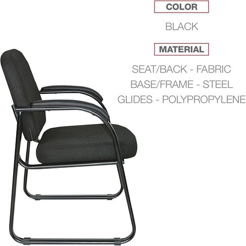 Alera ALERL43C11 25 بوصة × 24.80 بوصة × 33.66 بوصة كرسي ضيوف بقاعدة مزلجة من القماش بنصف خلفي من سلسلة جينارو - أسود in Saudi Arabia