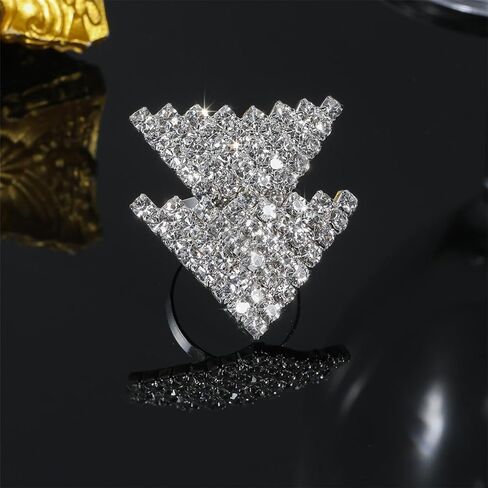 FUTIMELY خاتم حجر الراين لامعة للنساء البوهيمي سميكة كبيرة حلقة هندسية بيضاوية الشكل قابل للتعديل كريستال الفرقة الدائري حفل زفاف حفلة موسيقية الدائري للنساء in Kuwait