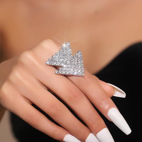 FUTIMELY خاتم حجر الراين لامعة للنساء البوهيمي سميكة كبيرة حلقة هندسية بيضاوية الشكل قابل للتعديل كريستال الفرقة الدائري حفل زفاف حفلة موسيقية الدائري للنساء in Kuwait