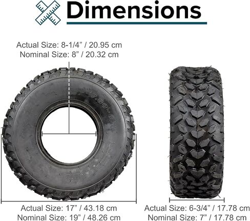 AlveyTech 19x7.00-8 Knobby QD112 Tread - Replacement Tire for Baja Mini Bikes MB165/MB200, Warrior, Coleman, Massimo, Doodlebug Mini Bike Tires, ATV, Go-Karts, Racing Off-Road Style Tire Pattern in Saudi Arabia