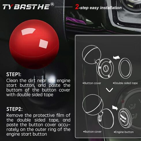 Joystick Car Push Start Button Cover, Metal Car Push to Start Accessories, Engine Start Stop Button Cover, Funny Car Ignition Button Cover Decorations Cool Car Accessories Interior Decor, Classic Red in Saudi Arabia