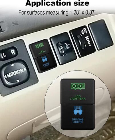 TIKSCIENCE Dual Push Button Switch LED Light Bar and Driving Light Symbol Fit for Toyota Highlander Tacoma Tundra 4Runner RAV4, Blue and Green Dual Color Backlit Push Button with Wire 12V 1.28"x0.87" in Saudi Arabia