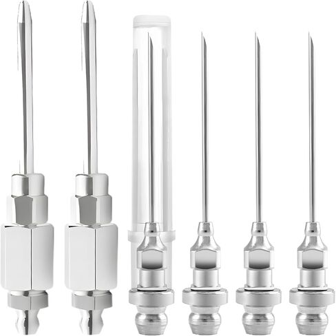 6PCS Grease Gun Tips, Contain 4PCS 1/8 Inch NPT Threads 18G Grease Gun Needle Tips and 2PCS Narrow Grease Needle Dispenser for Lubricating, Used in Narrow Space & Deep Hole Metal in Saudi Arabia