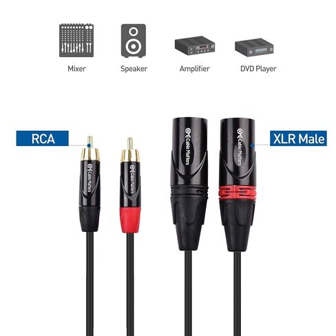 كابل ماترز كابل توصيل مزدوج RCA إلى XLR غير متوازن بطول 10 أقدام، 2 كابل ذكر RCA إلى XLR (كابل XLR مزدوج إلى RCA) - 10 أقدام in Saudi Arabia