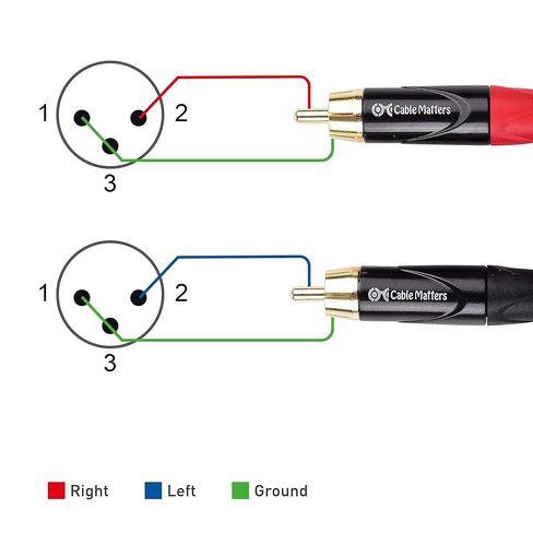 كابل ماترز كابل توصيل مزدوج RCA إلى XLR غير متوازن بطول 10 أقدام، 2 كابل ذكر RCA إلى XLR (كابل XLR مزدوج إلى RCA) - 10 أقدام in Saudi Arabia