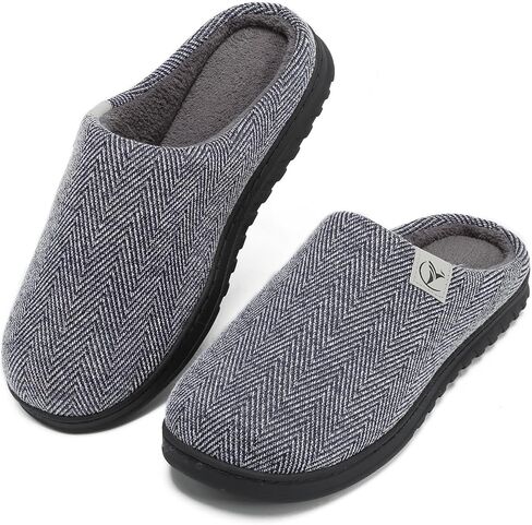 incapo Mens Slippers Memory Foam Slippers Knitted Cotton Coral Fleece Lining Non-slip Indoor Outdoor Slippers in Saudi Arabia