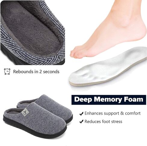 incapo Mens Slippers Memory Foam Slippers Knitted Cotton Coral Fleece Lining Non-slip Indoor Outdoor Slippers in Saudi Arabia