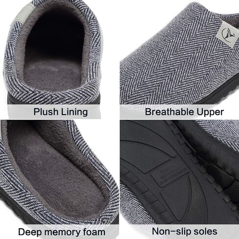 incapo Mens Slippers Memory Foam Slippers Knitted Cotton Coral Fleece Lining Non-slip Indoor Outdoor Slippers in Saudi Arabia