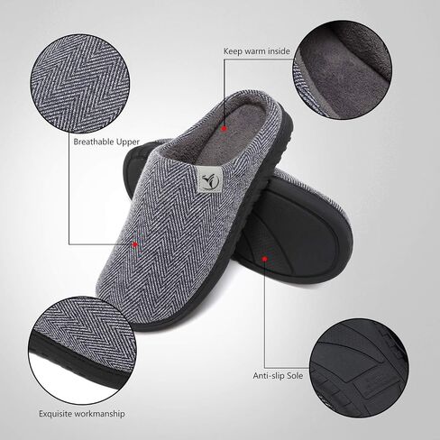 incapo Mens Slippers Memory Foam Slippers Knitted Cotton Coral Fleece Lining Non-slip Indoor Outdoor Slippers in Saudi Arabia