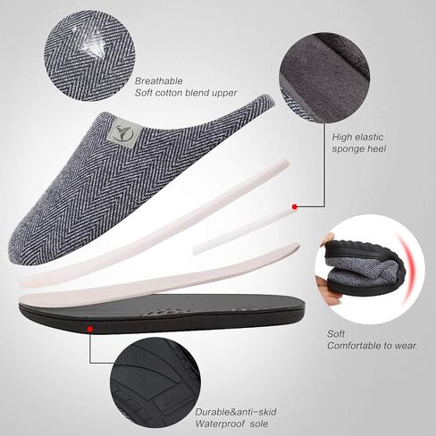 incapo Mens Slippers Memory Foam Slippers Knitted Cotton Coral Fleece Lining Non-slip Indoor Outdoor Slippers in Saudi Arabia