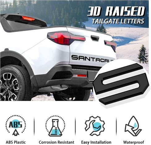 Tailgate Inserts Letters Compatible for 2022 2023 2024 Santa Cruz 3D Raised & Strong Adhesive Decals Letters Rear Emblem Decal Sticker Compatible for Santa Cruz Accessories-Matte Black in Saudi Arabia