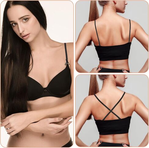 3 Pairs Bra Strap Replacement, Adjustable Bra Shoulder Straps Elastic Removable 5mm Width Convertible Bra Straps Women's Bra Straps Lingerie Straps Dress Straps for Strapless Dress, 3 Colors in Saudi Arabia