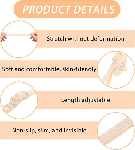 3 Pairs Bra Strap Replacement, Adjustable Bra Shoulder Straps Elastic Removable 5mm Width Convertible Bra Straps Women's Bra Straps Lingerie Straps Dress Straps for Strapless Dress, 3 Colors in Saudi Arabia
