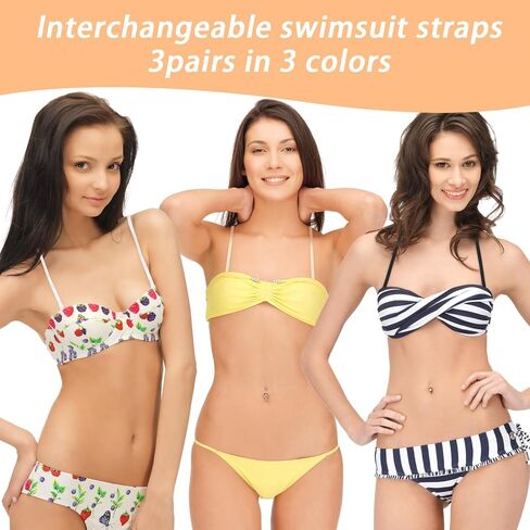 3 Pairs Bra Strap Replacement, Adjustable Bra Shoulder Straps Elastic Removable 5mm Width Convertible Bra Straps Women's Bra Straps Lingerie Straps Dress Straps for Strapless Dress, 3 Colors in Saudi Arabia