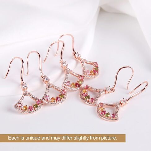 925 silver inlaid Tourmaline earrings multicolor tour gemstone maline earrings rainbow tourmaline earrings for women in Kuwait