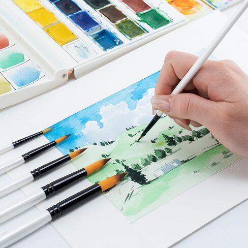 مجموعة فرش رسم فنية مكونة من 14 قطعة من ترانسون للأكريليك والألوان المائية والغواش والزيت والهوايات باللون الأبيض in Kuwait