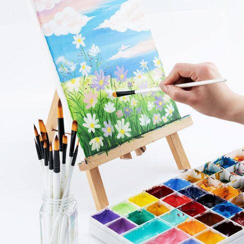 مجموعة فرش رسم فنية مكونة من 14 قطعة من ترانسون للأكريليك والألوان المائية والغواش والزيت والهوايات باللون الأبيض in Kuwait