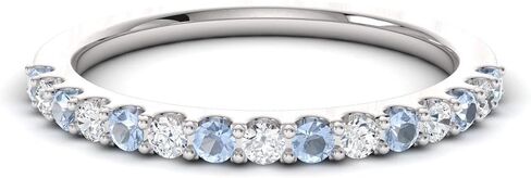 Diamondere Natural and Certified Gemstone and Diamond Wedding Ring in 14K White Gold | 0.38 Carat Half Eternity Stackable Band for Women, US Size 4 to 9 in Saudi Arabia