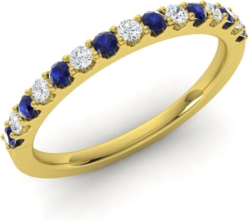 Diamondere Natural and Certified Gemstone and Diamond Wedding Ring in 14K White Gold | 0.38 Carat Half Eternity Stackable Band for Women, US Size 4 to 9 in Saudi Arabia